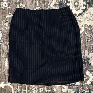 Hugo Buscati Y2k Navy and White Pinstripe wool Pencil Skirt
